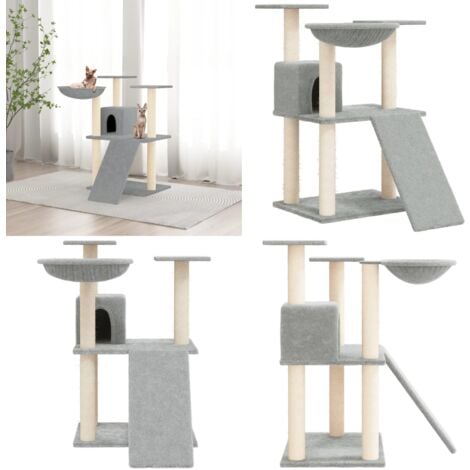Kratzbaum mit Sisal-Kratzsäulen Hellgrau 83 cm - Katzenkratzbaum - Kratzbaum Sisal - Katzenmöbel - Katzenhaus - Katzensofa - Home & Living