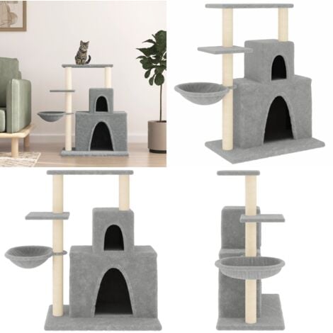 Kratzbaum mit Sisal-Kratzsäulen Hellgrau 83 cm - Katzenkratzbaum - Kratzbaum Sisal - Katzenmöbel - Kratzbaum Hellgrau - Katzenturm - Home & Living