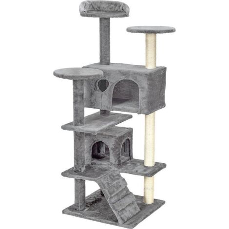Kratzbaum & Spielhaus - Katzen - grau - 131 cm hoch