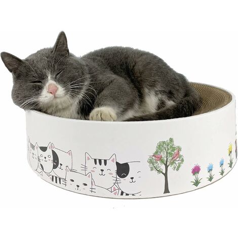 Kratzbrett für Katzen, Katzenkratzer, Interaktives Katzenspielzeug, Katzen Kratzbrett, Katzenkratzbrett Rund Wellpappe, Kratzkissen Kratzfestes Bettsofa für Katze, Katzenspielzeug