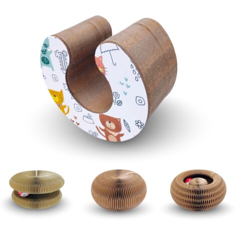 Kratzspiel für Katzen - VENTEO - Kratzbrett aus Pappe Interaktives Katzenspielzeug für drinnen - Magic Organ Cat Scratching Board - Recyceltes Wellpapier - Vielfältige Möglichkeiten - Magnetverschluss