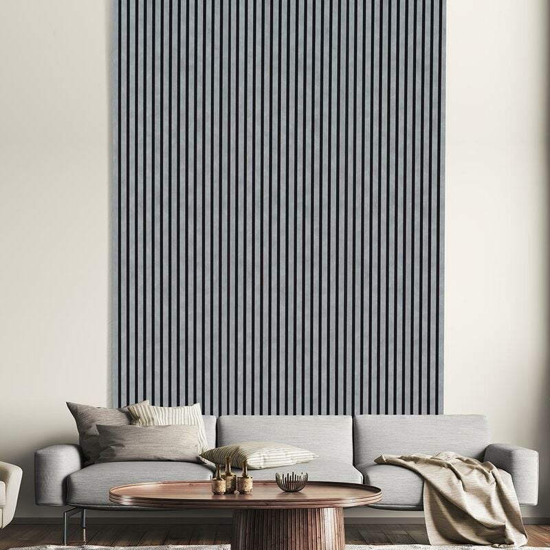 Acoustic Slat Wall Panel 3D Wood - Concrete Grey - 2400x573mm - Single - Grey - Kraus