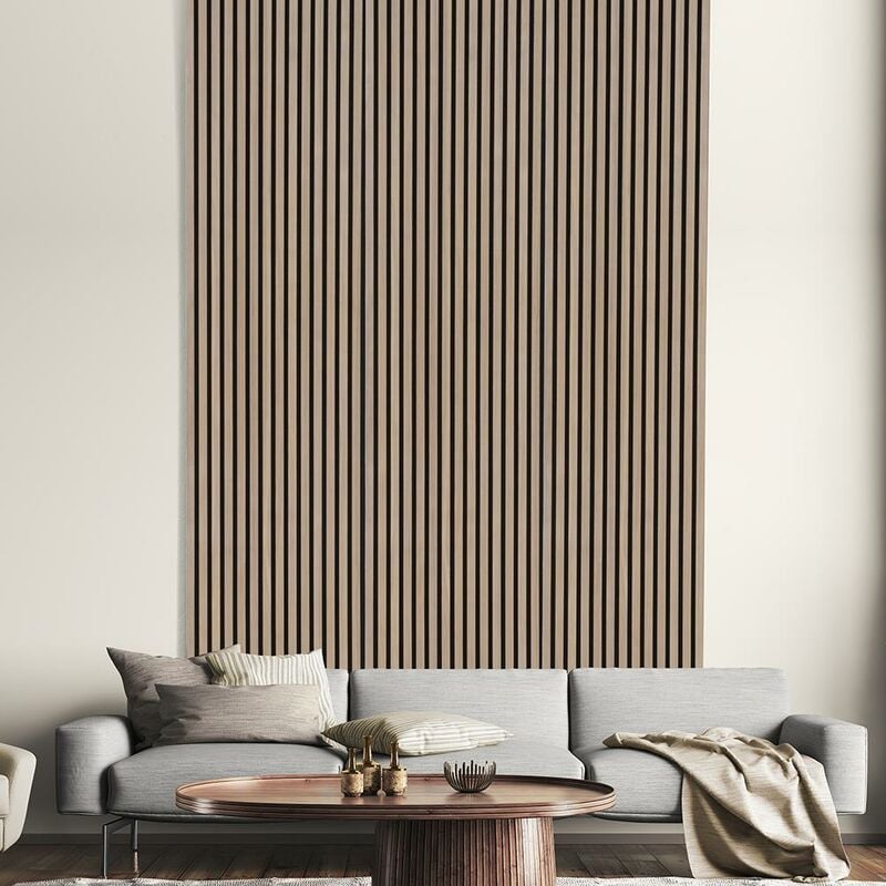 Acoustic Slat Wall Panel 3D Wood - Maple Stripe - 2400x573mm - Single - Brown - Kraus