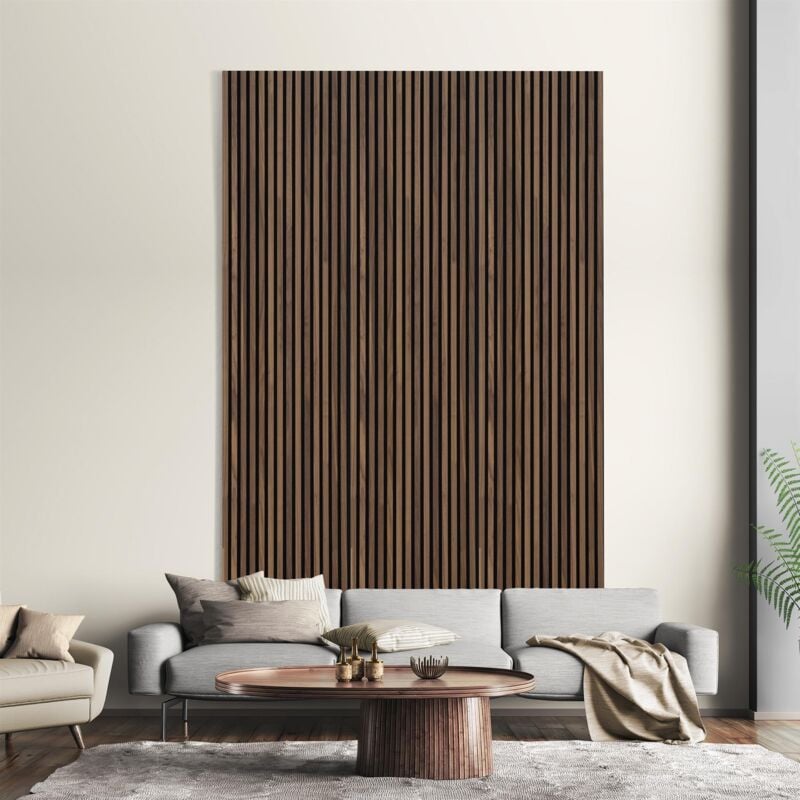 Acoustic Slat Wall Panel 3D Wood - Walnut Glaze - 19x572.5mm - Single - Brown - Kraus