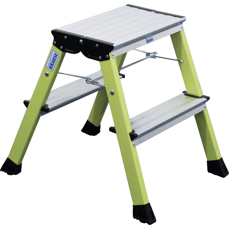 Krause - Escabeau pliant en aluminium, avec roulettes, 2 x 2