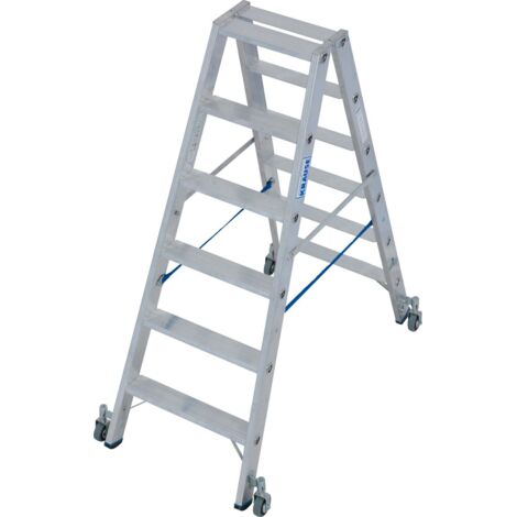 krause Aluminium-Doppelleiter STABILO fahrbar 2,95 m Doppelstufenleiter