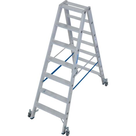 Krause Aluminium-Doppelleiter STABILO fahrbar 3,20 m Doppelstufenleiter