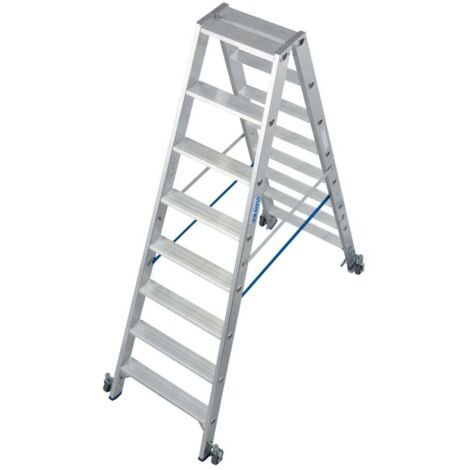 krause Aluminium-Doppelleiter STABILO fahrbar 3,40 m Doppelstufenleiter