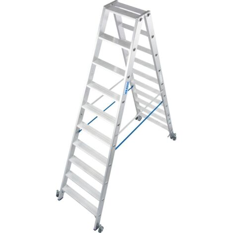 Krause Aluminium-Doppelleiter STABILO fahrbar 3,90 m Doppelstufenleiter