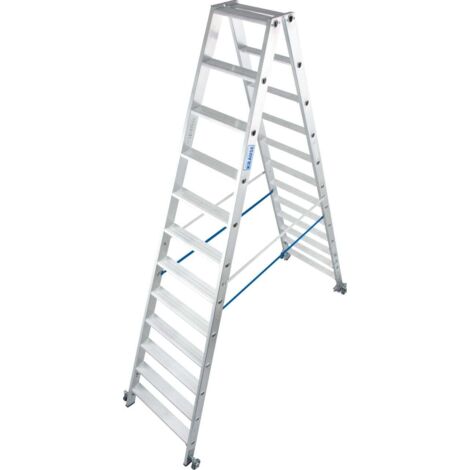 Krause Aluminium-Doppelleiter STABILO fahrbar 4,35 m Doppelstufenleiter