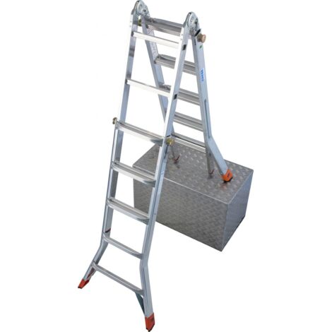 Krause Aluminium-Gelenk-Teleskopleiter MONTO TeleMatic 6,05 m Klappleiter