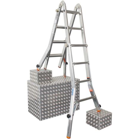 Krause Televario Alu Teleskopleiter Mehrzweckleiter 4x4 Sprossen Treppenleiter
