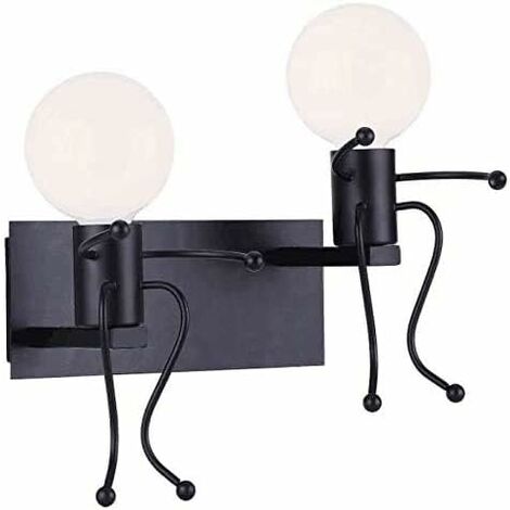 Kreative Retro Wandleuchte Eisen Vintage Wandleuchte Moderne Einzelleuchte Metalllampe für Bar, Schlafzimmer, Küche, Restaurant, Café, Flur E27 (Schwarz-2)