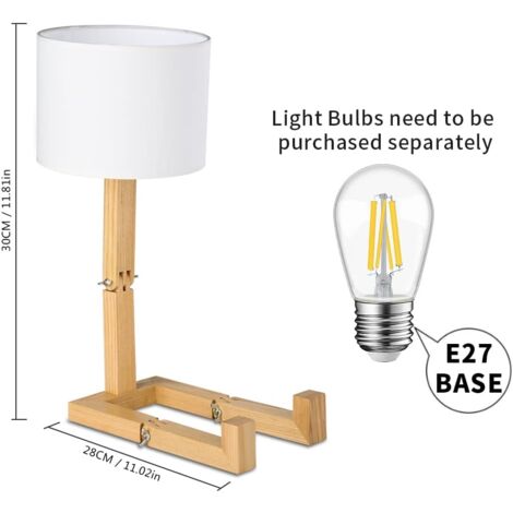 Kreative Roboter-Schreibtischlampe, verstellbar, kann Bücher ablegen, Nachttischlampe aus Holz mit Lampenschirm aus Stoff, E27-Schraube für dekorative Beleuchtung [Energieklasse A] NPTERBL