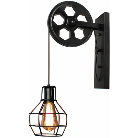 Kreative Wandleuchte Riemenscheibe Kronleuchter Retro Industrie Wandlampe Korridor Deckenleuchte E27 Schwarz
