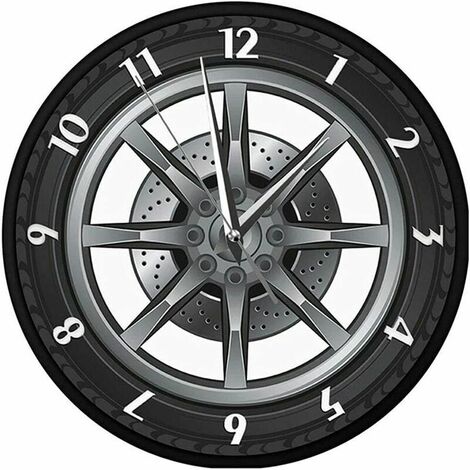 SOLEIL Kreative Wanduhr Metallrad Wanduhr Wohnzimmer Dekoration Büro Kreative Digitaluhr 3D Cooles Auto Personalisiertes Rad Mechanische Wanduhr Reifenrad Retro Nostalgische Uhr