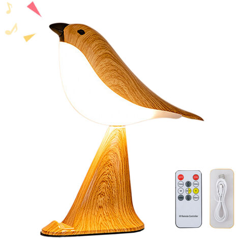 Kreative, wiederaufladbare USB-Nachttischlampe mit Ambient-Sound-Diffusor und Aromatherapie, multifunktional mit Handyhalterung, Naturholzfarbe