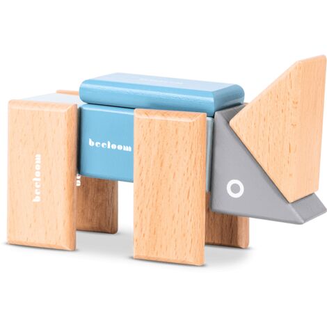 Kreativer Baukasten aus Naturholz magnetische Blöcke Lernspielzeug für Kinder 2 Stück empfohlenes Alter 3 Jahre 15,5x16,5x16,5x3,5cm