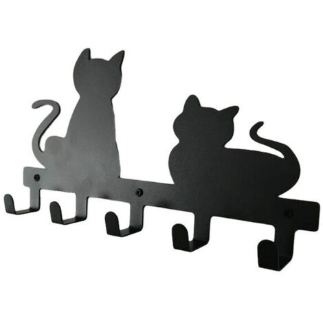 Kreativer Cartoon-Katzenhaken, personalisierter Wandbehang, schwarzes Katzenseil, Eisenhaken, schwarze Katzenmantel- und Huthaken,