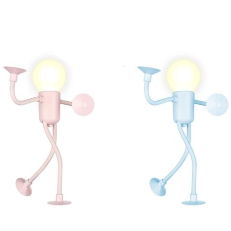 Kreatives Nachtlicht mit zwei Figuren – Rosa und blaue LED-Lampe, dekoratives Licht für Schlafzimmer, Regal oder Büro – Sanftes Ambiente und originelles Geschenk