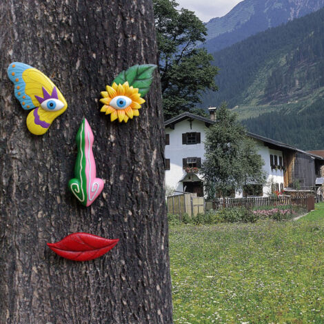 Kreatives Set zur facettierten Baumdekoration aus Kunstharz mit Schmetterlingsmotiven, 4-teilig, einfach zu installieren für Gärten
