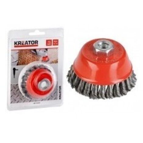 KREATOR Brosse métallique rotative soucoupe Ø 100 mm fils torsadés en acier pour meuleuse