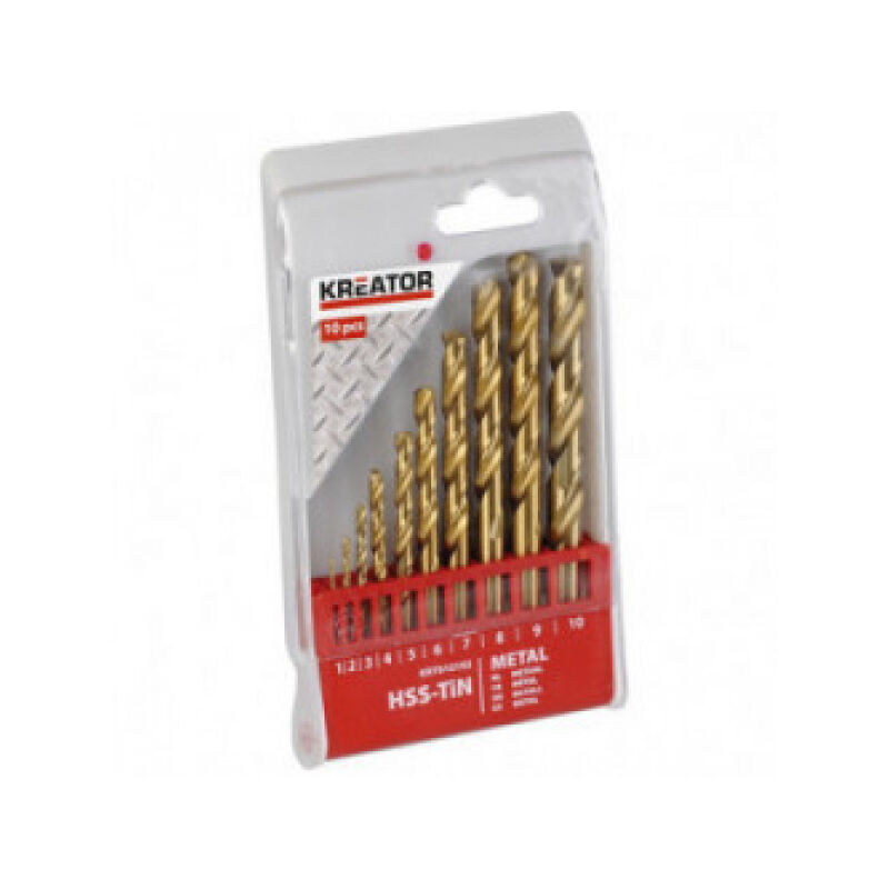 Kreator - Coffret 10 x Foret hss Titane 1 à 10mm - Perçage acier