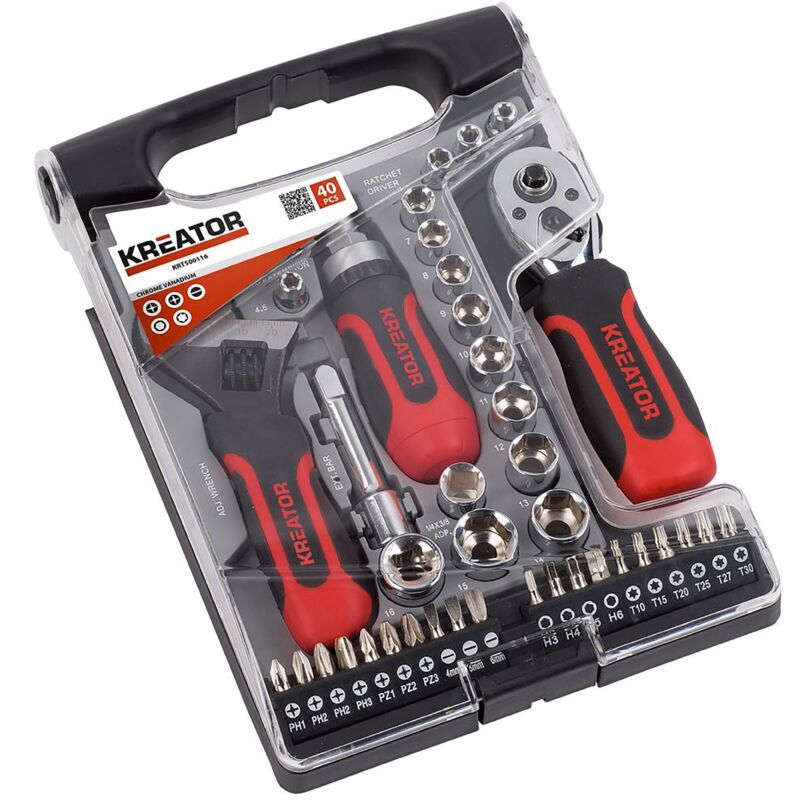Powerplus - Coffret de clés à douilles 40 pièces Kreator