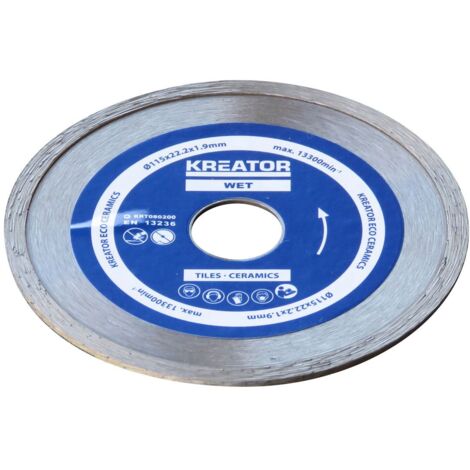 KREATOR Disque diamant carrelage, faïence - Alésage 22,2 mm 3 disques 115 mm 1,9 mm