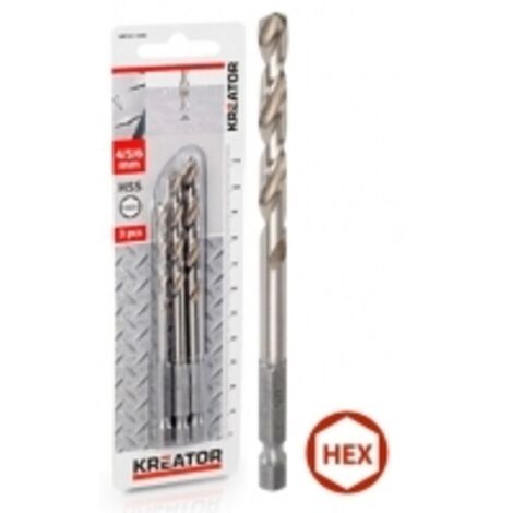 KREATOR Forets à métaux HSS Ø 4-5-6 mm - 3 pièces
