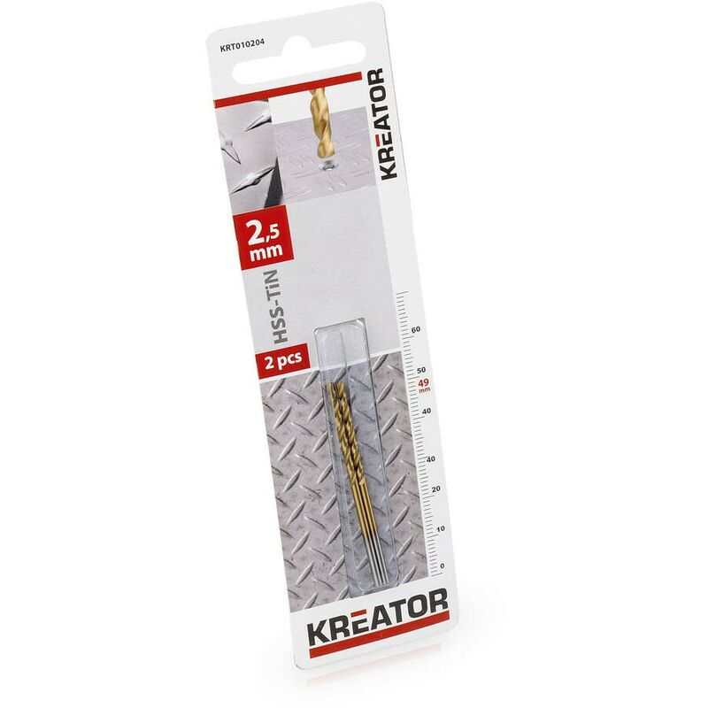 

KRT010204 Broca para metal HSS-TiN 2,5x57mm 2 uds - Kreator