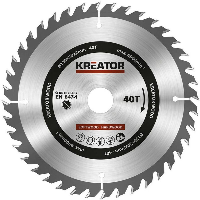 

KRT020407 Disco de sierra circular para madera 150mm 40 dientes - Kreator