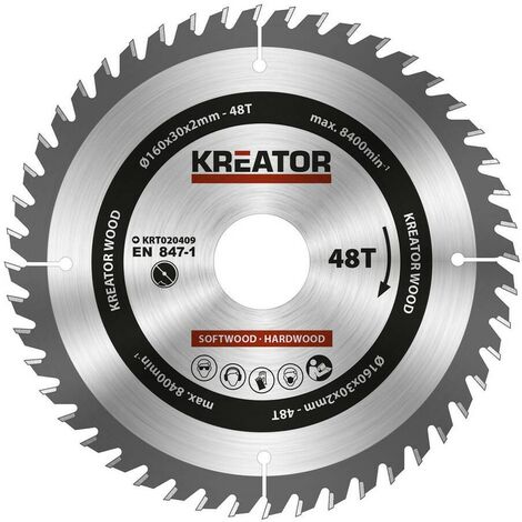 Kreator KRT020409 Disco de sierra circular para madera 160mm 48 dientes