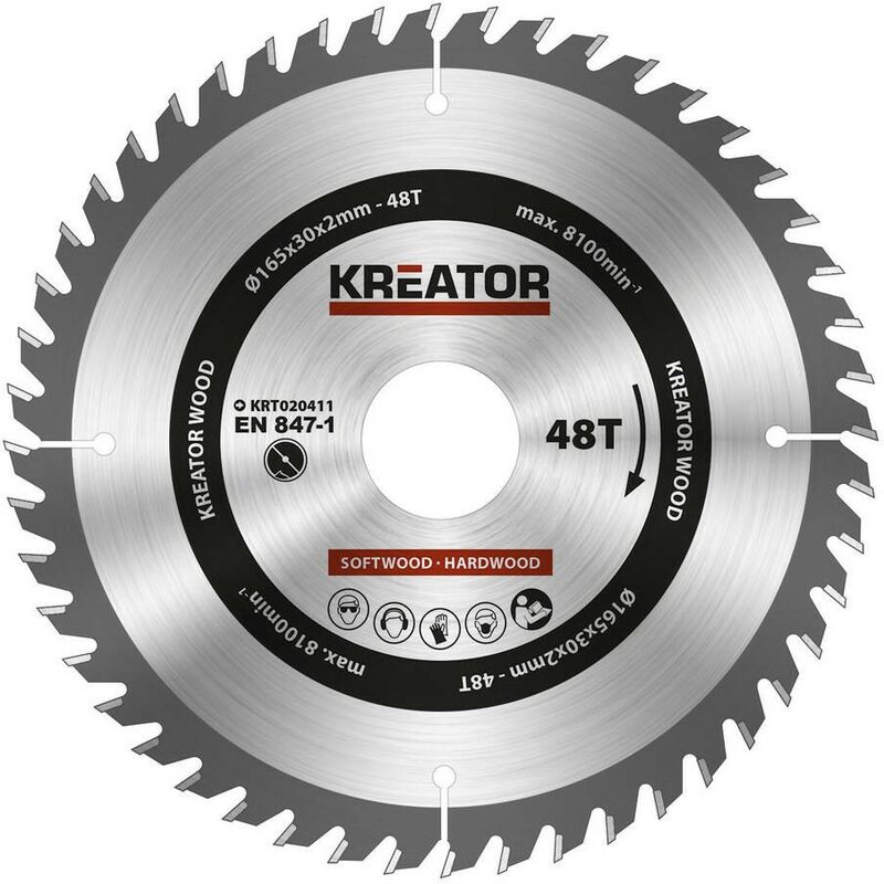 

KRT020411 Disco de sierra circular para madera 165mm 48 dientes - Kreator