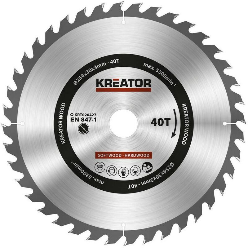 

KRT020427 Disco de sierra circular para madera 254mm 40 dientes - Kreator