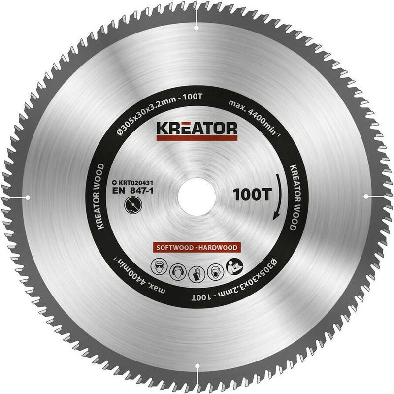 

KRT020431 Disco de sierra circular para madera 305mm 100 dientes - Kreator