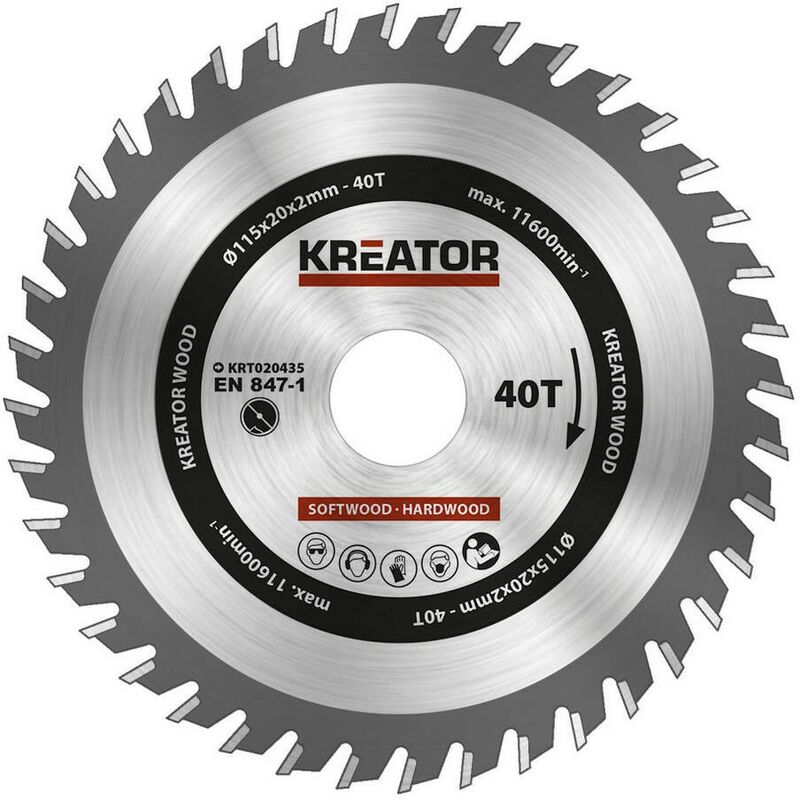 

KRT020435 Disco de sierra madera 115mm 40 dientes - Kreator