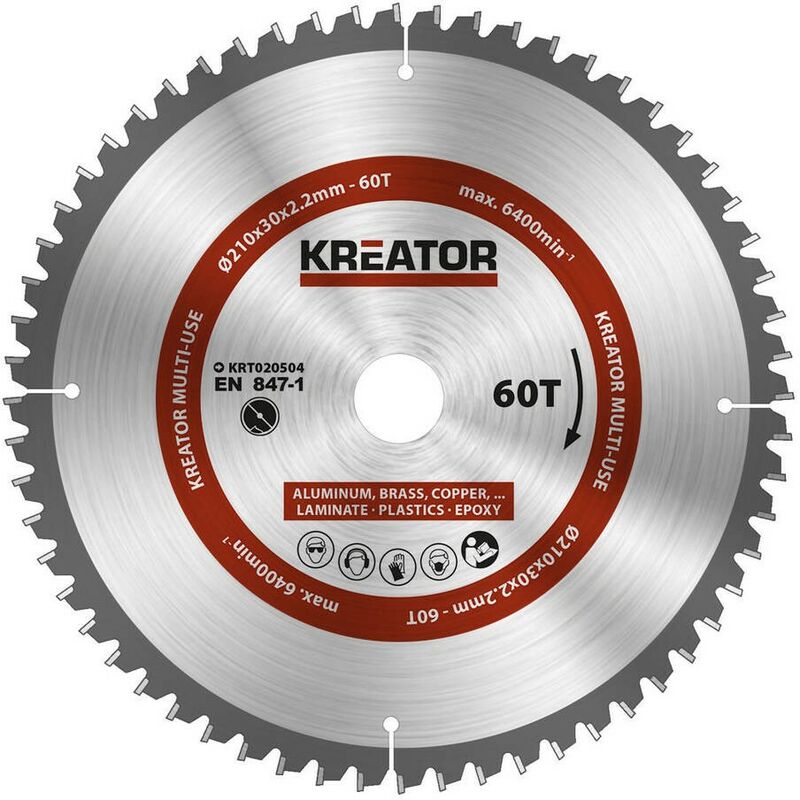 

KRT020504 Disco de sierra circular multiusos 210mm 60 dientes - Kreator