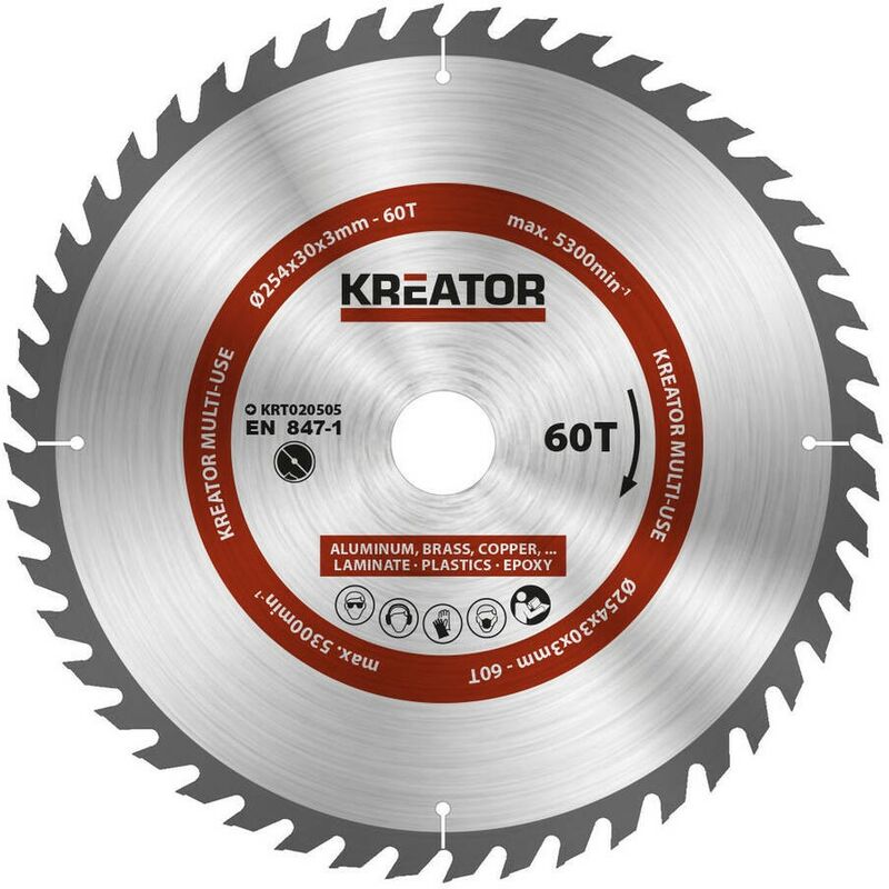 

KRT020505 Disco de sierra circular multiusos 254mm 60 dientes - Kreator