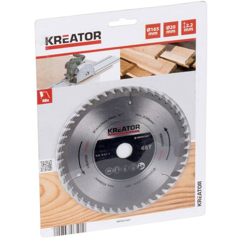 

KRT021601 Disco de sierra de pista para madera 165mm 48 dientes T - Kreator