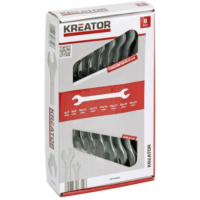 

KRT500002 Juego de 8 llaves planas 6-22mm - Kreator