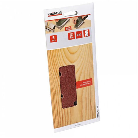 KREATOR Lot de 5 patins perforés (oval) - grain 40 - 93 x 230 mm