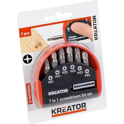 KREATOR - SET 7 PZ INSERTI PUNTE PER VITI POZIDRIV
