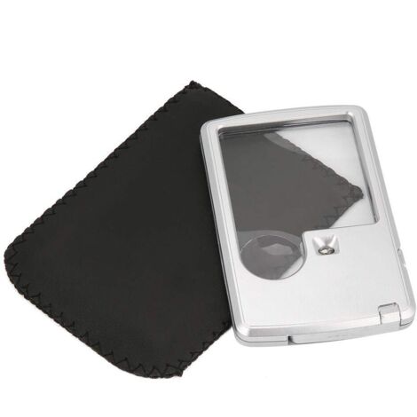 Kreditkartenlupe, Taschenlupe mit LED-Licht, 3-fache und 6-fache Lupe mit Lederlinse und Beleuchtung