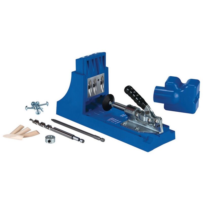 Jig K4 Starter Set ( K4 ) Tischler Komplettset Verbindungssystem aus Holz mit Bohrschablone K4, Stufenbohrer, Bit, Schrauben und Stopfen - Kreg
