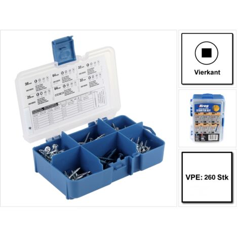 KREG Taschenlochschrauben Set 260 teilig 25mm 32mm 38mm 64mm SK04-INT