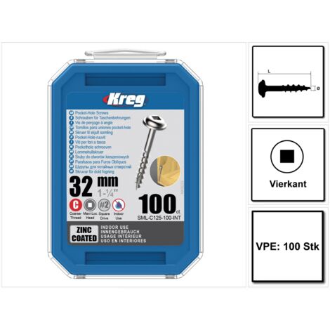 KREG Tornillo de cabeza troncocónica 32 mm 100 piezas (SML-C125-100)