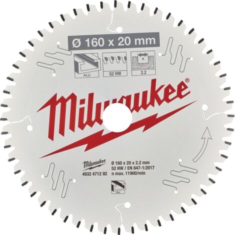 Kreissägeblatt AD 160mm Z.52 TF Bohr.20mm Schnitt-B.2,2mm MILWAUKEE