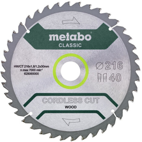 Kreissägeblatt cordless cut wood classic AD 216mm Z.40 Bohr.30mm Schnitt-B.1,8mm