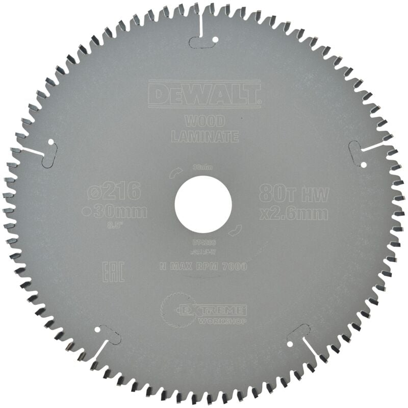 Image of Extreme Kreissägeblatt 216 x 30mm 80 tfz für Stationärsagen DT4286-QZ - Dewalt